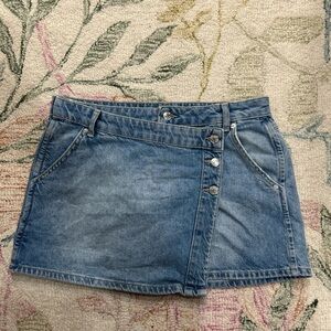 Free People Asymmetrical Button Denim Skirt